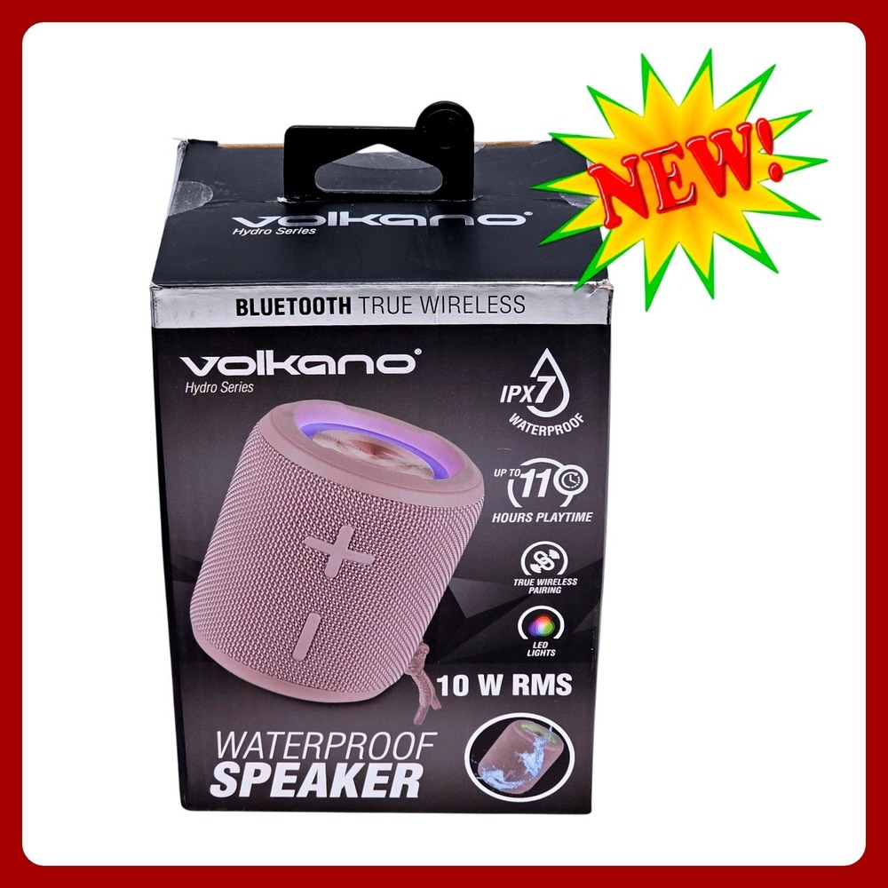 Volkano Hydro Waterproof Bluetooth Speaker Pink Series Portable Wireless VK-3458